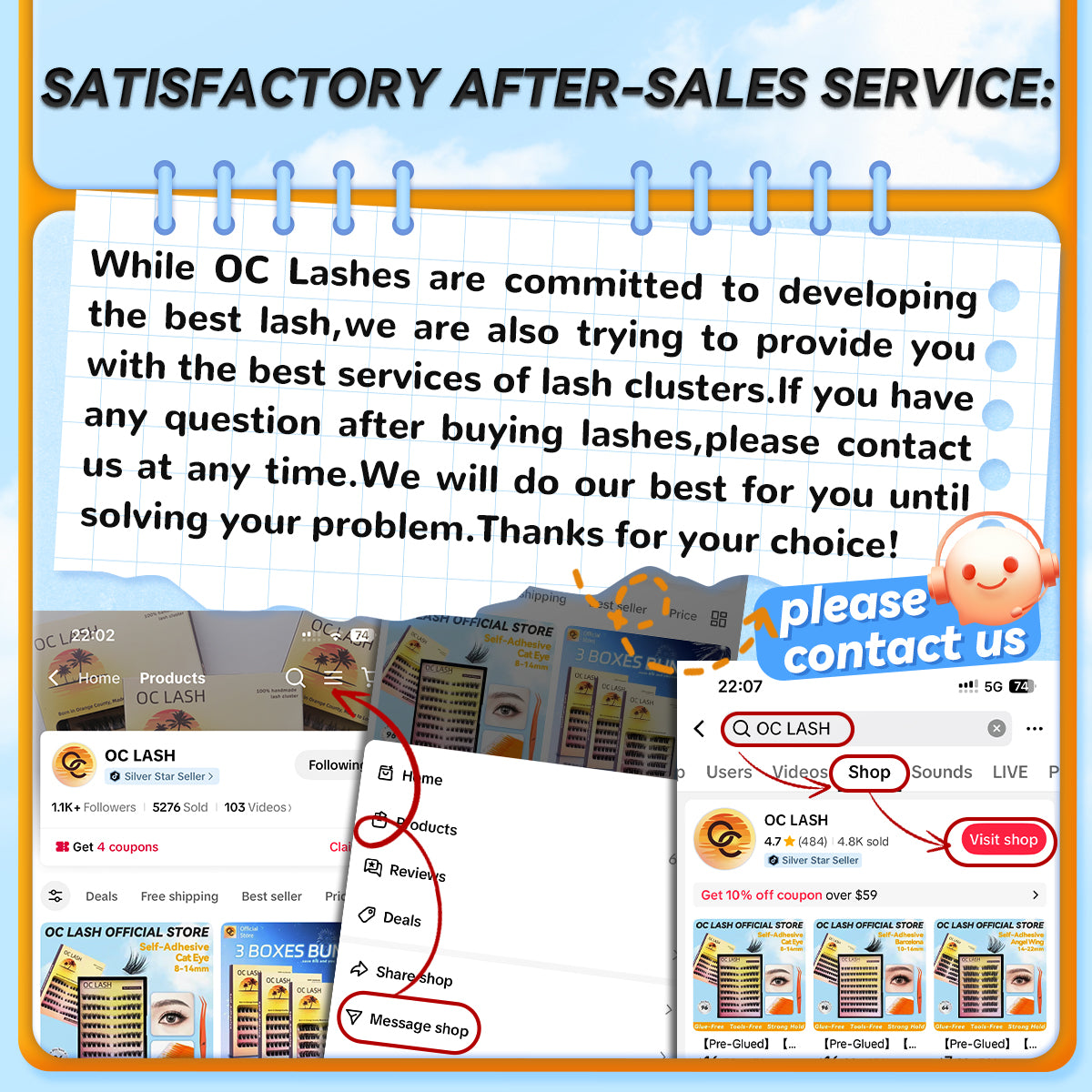 【Cat Eye】【Pre-Glued】OC DIY Eyelashes Self Adhesive Lash Clusters Pre glued Eyelash Clusters No Glue Needed Lashes Wispy D-curly Cluster Eyelash extensions 8-14mm Individual Lashes Cat Eye Style