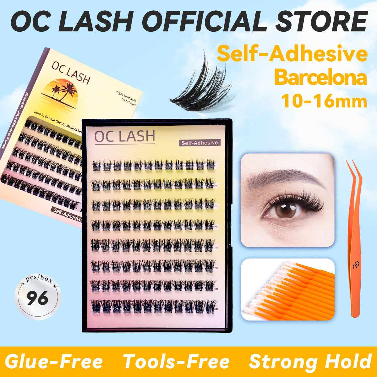 【2 boxes BUNDLE/SAVE BIG】【Customized Bundle】OC DIY Eyelashes Self Adhesive Lash Clusters Pre glued Eyelash Clusters No Glue Needed Lashes Wispy D-curly Cluster Eyelash extensions 8-22mm Individual Lashes