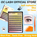 【Diva】【Pre-Glued】OC LASH Self-Adhesive Diva  Lashes 10-16mm Wispy D-Curly Clusters No Glue Needed Easy Application Reusable Synthetic Fiber Eyelash Extensions