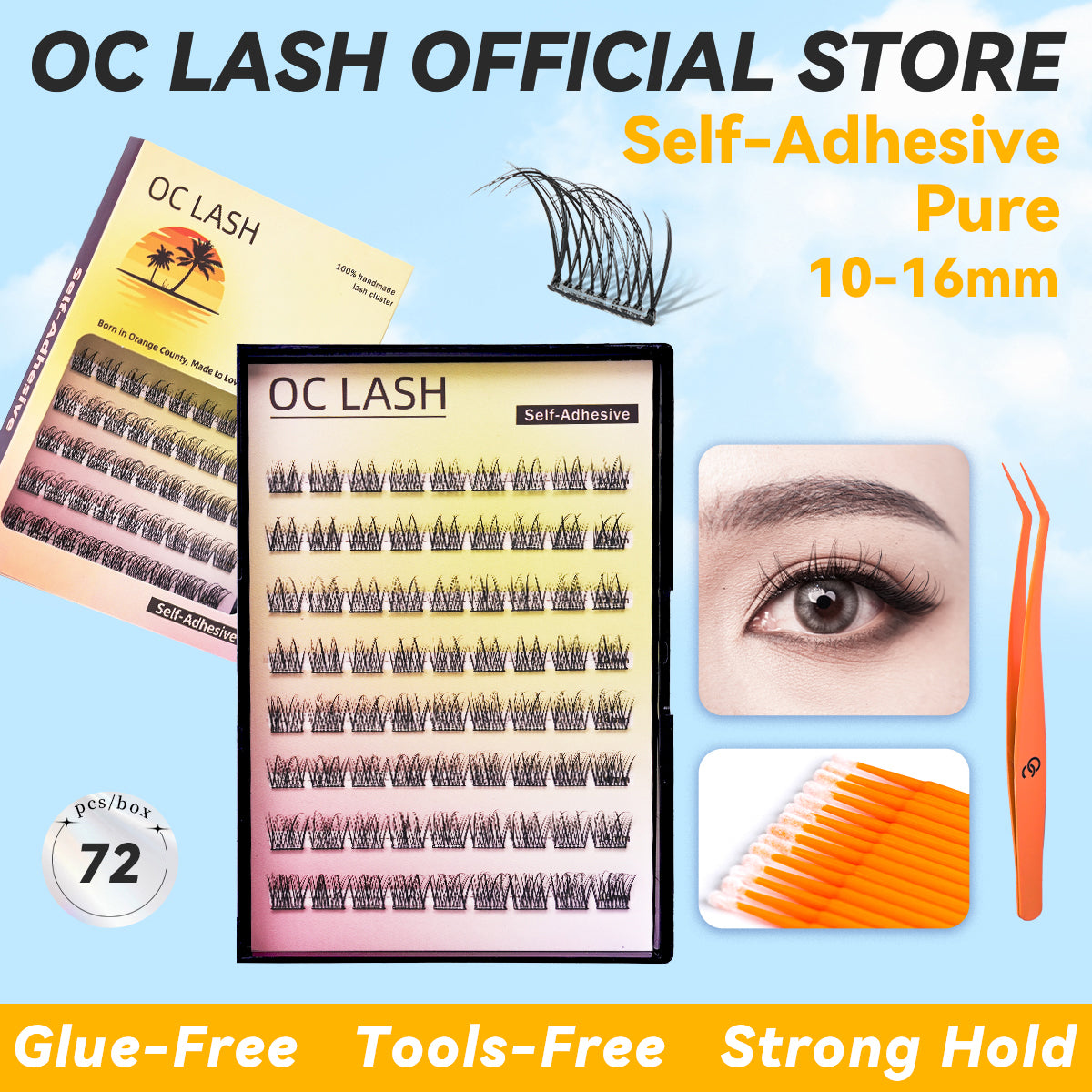 【2 boxes BUNDLE/SAVE BIG】【Customized Bundle】OC DIY Eyelashes Self Adhesive Lash Clusters Pre glued Eyelash Clusters No Glue Needed Lashes Wispy D-curly Cluster Eyelash extensions 8-22mm Individual Lashes